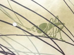 アンティーク　キリギリス模様肩裏紋付羽二重男物羽織